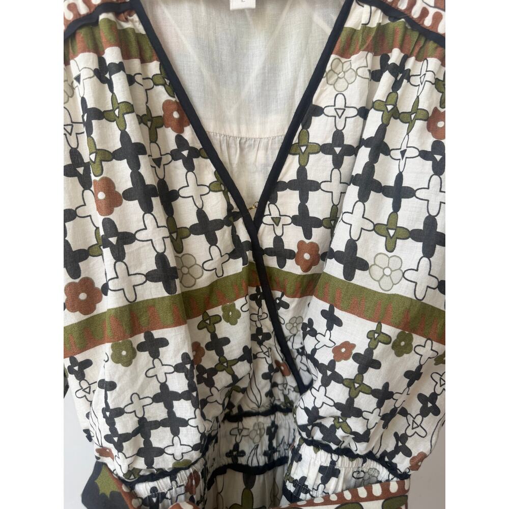 Cleobella Emory Belted Puff-Sleeve Mini Dress in Art Deco Size Large - Picture 7 of 15